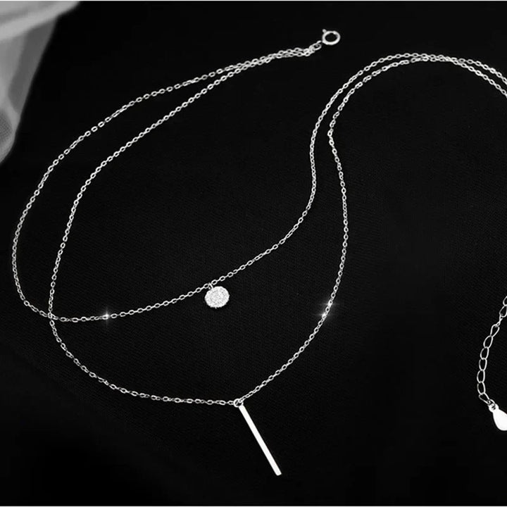 Dvojitý vrstvený náhrdelník ze stříbra