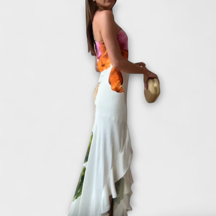 Sapphire - Elegantní Maxi Šaty s Patchworkem