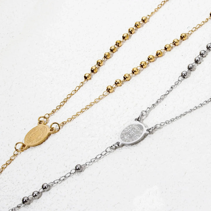 Náhrdelník z nerezové oceli s růžencem