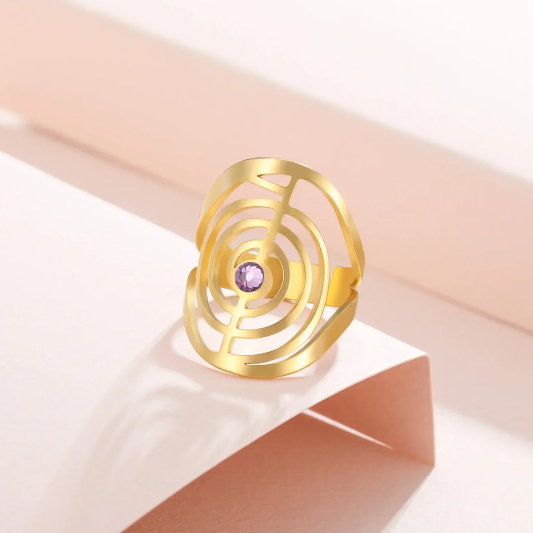 Kroužek se spirálovým drahokamem