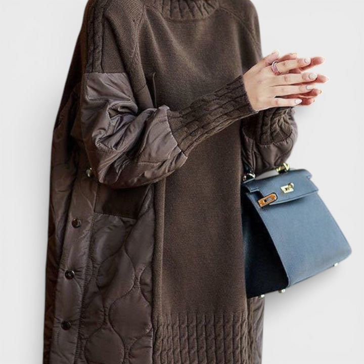 Zdzisława – Svetřík tunika s patchworkem a stojáčkem