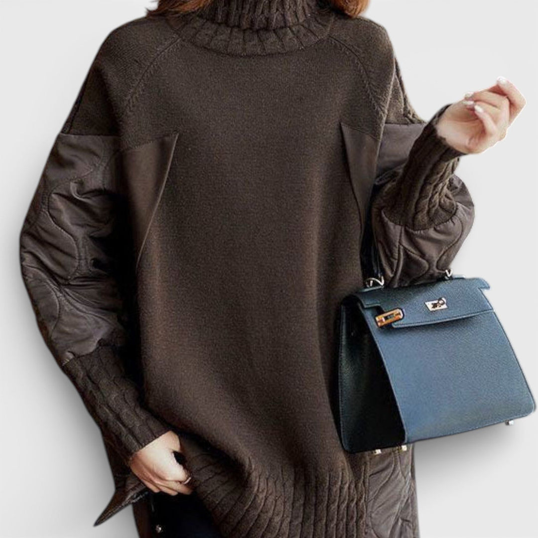 Zdzisława – Svetřík tunika s patchworkem a stojáčkem