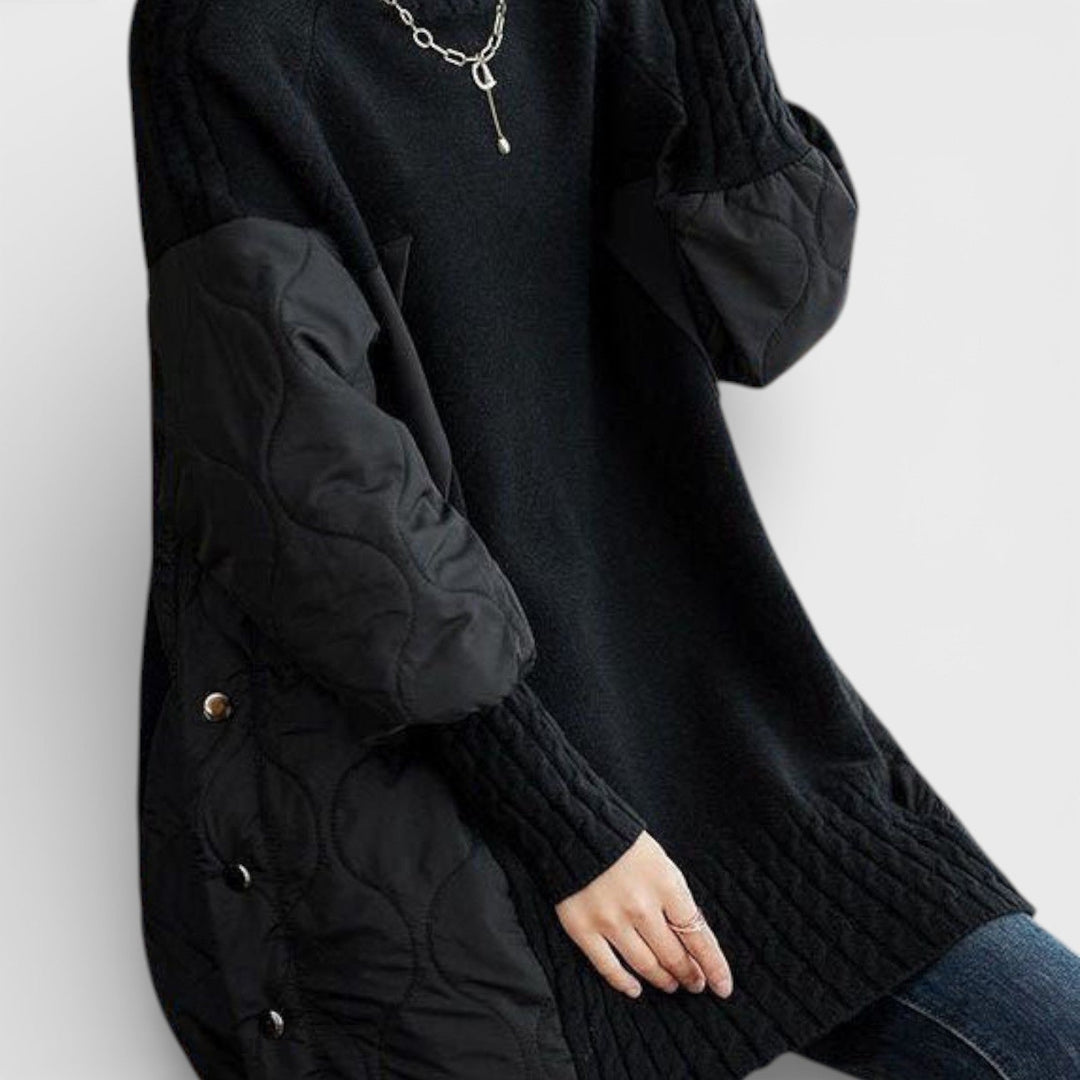 Zdzisława – Svetřík tunika s patchworkem a stojáčkem