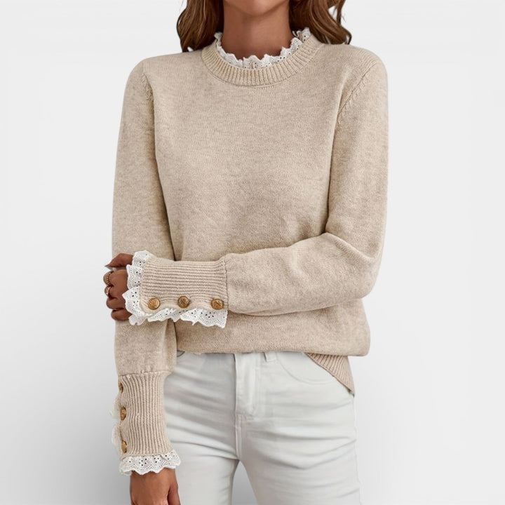 Anastazja – Svetřík s krajkovými manžetami a ozdobnými knoflíky