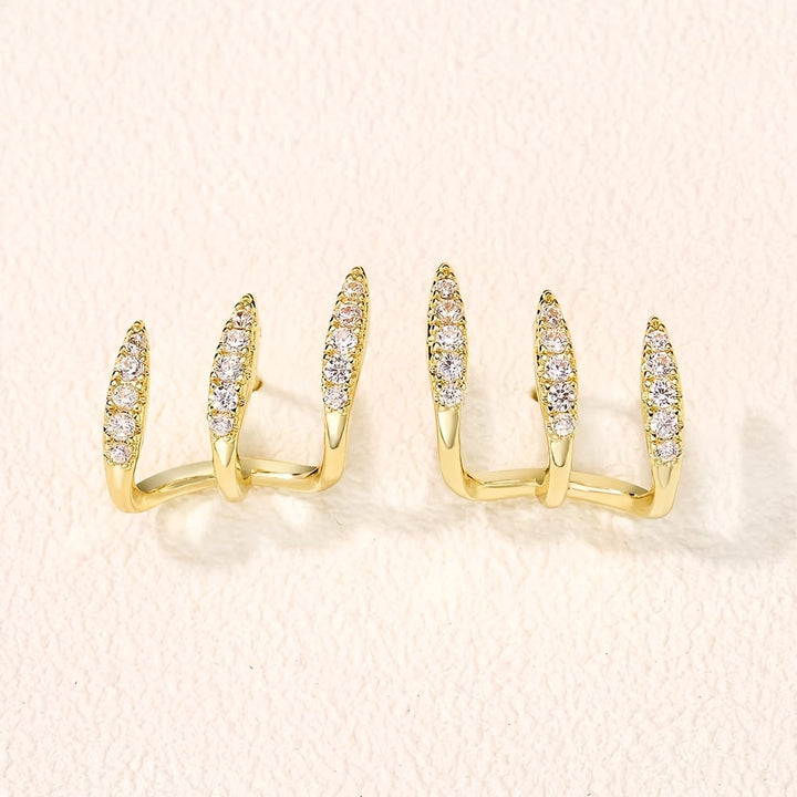 Elegantní náušnice s třemi drápy a rhinestones