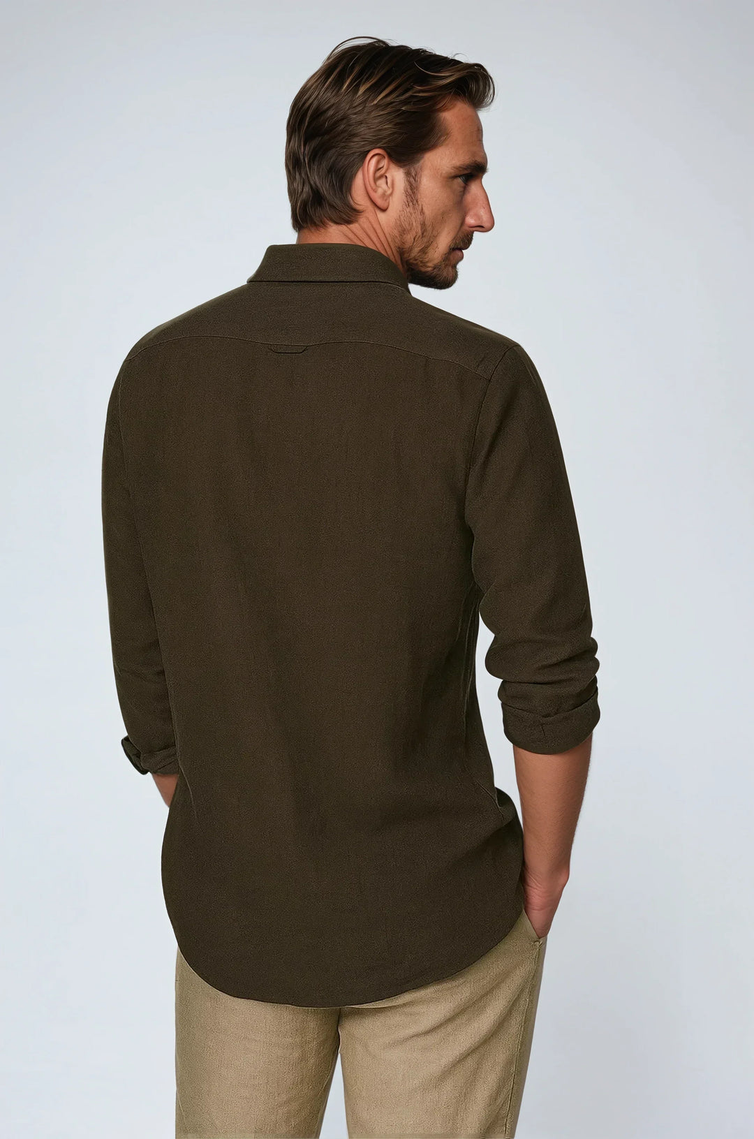 Esenciální Lněná Košile - Tmavě Hnědá