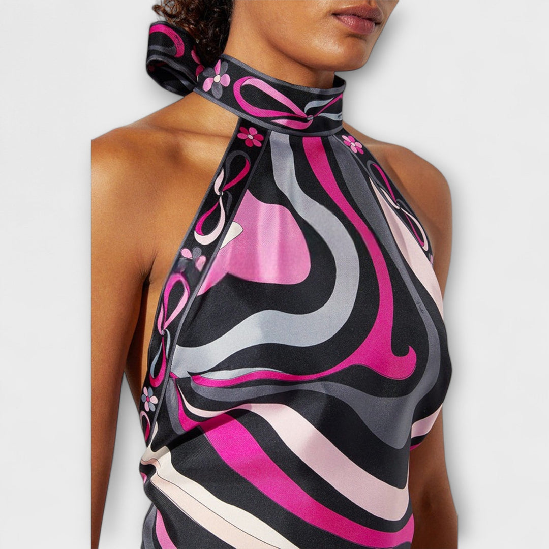 Everly - Sada halter topu a asymetrické midi sukně