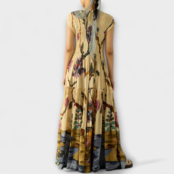 Amara - Šaty s plisováním a zvířecím potiskem