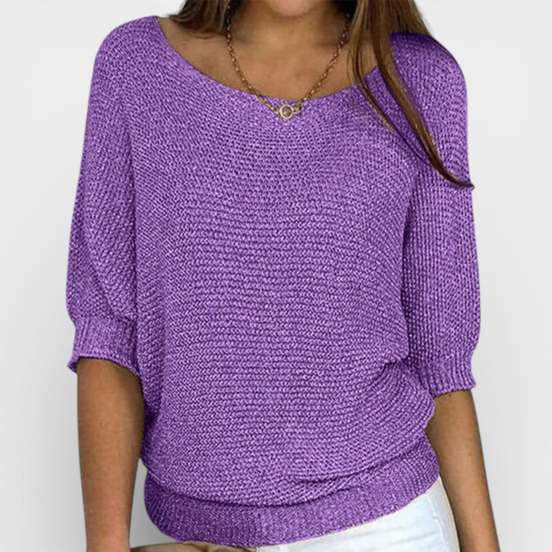 Barbora – Lehký pletený svetr s volným střihem