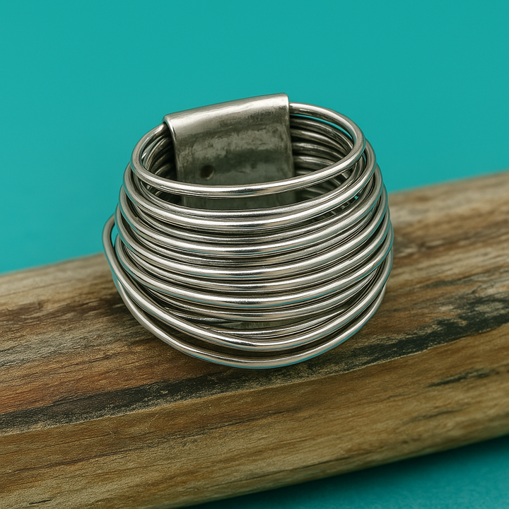 Vintage vrstvený stříbrný prsten