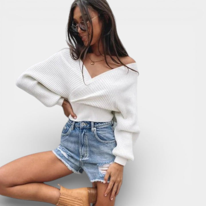 Lena – Zavinovací svetr s výstřihem do V