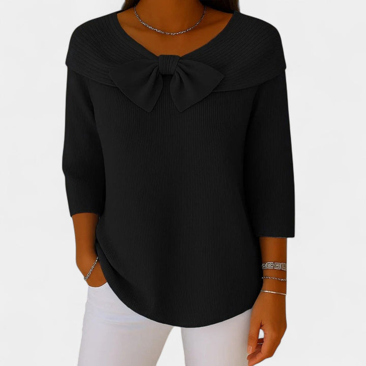 Alenka – Ženský pletený svetr s mašlí