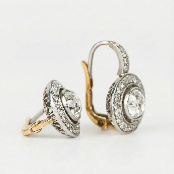 Amálie - Vintage zlaté a stříbrné krystalové náušnice