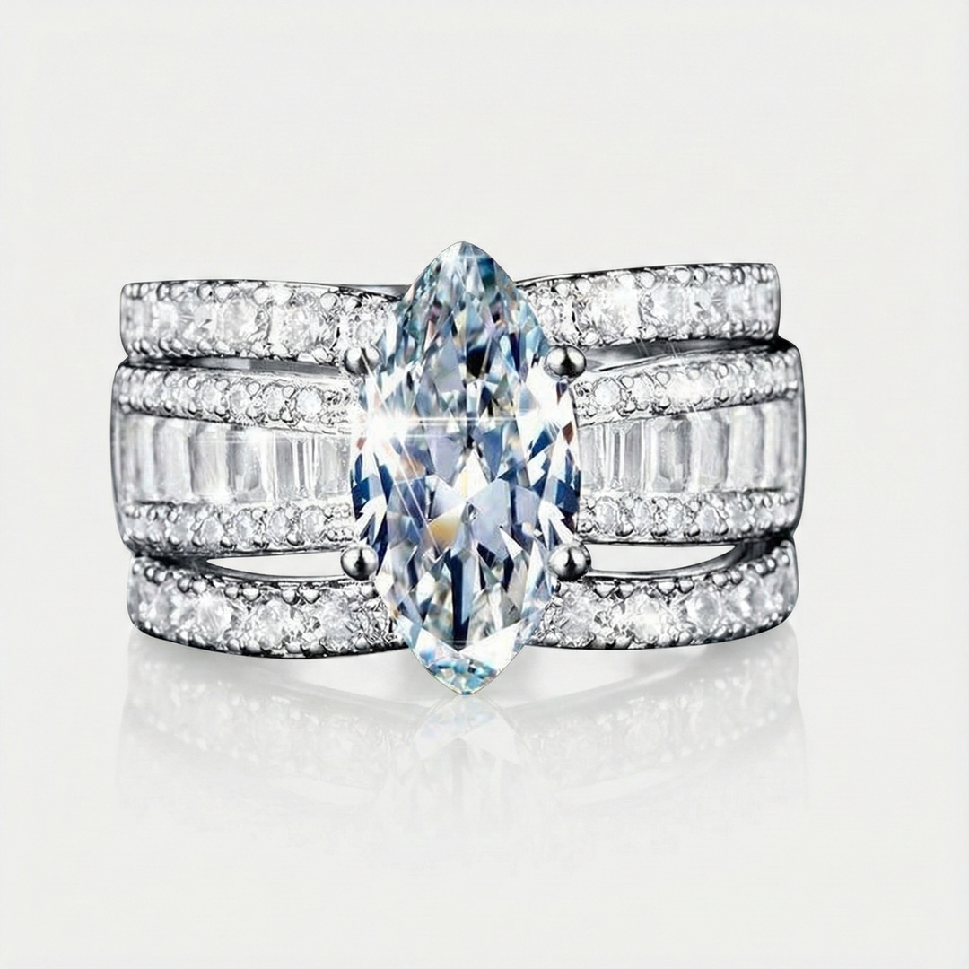 Veronika – Sada prstenů s diamanty a zlatými akcenty.