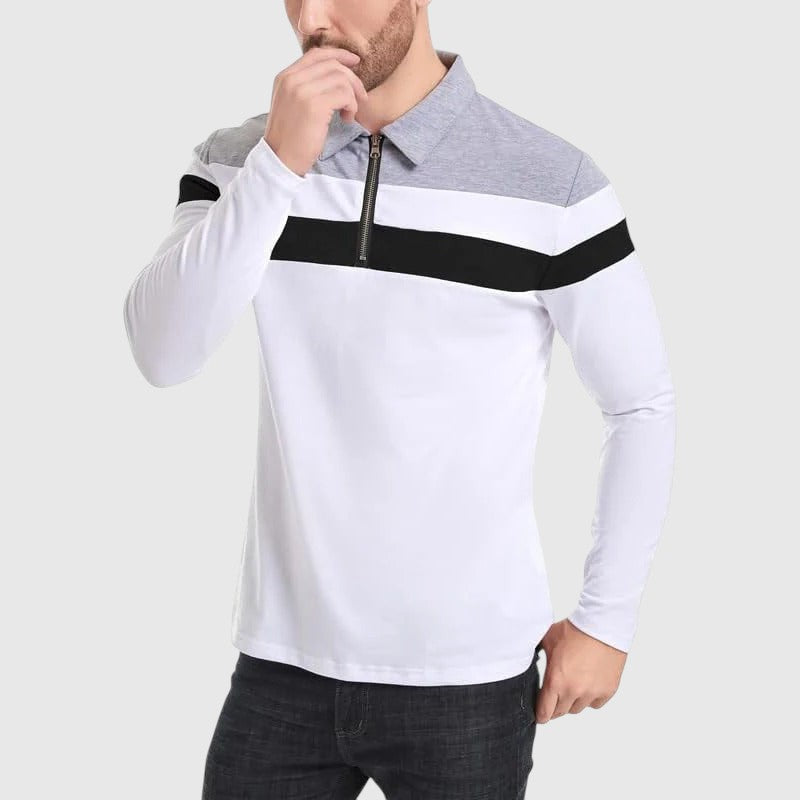 Libuše- Elegantní svetr se zipem a pruhy