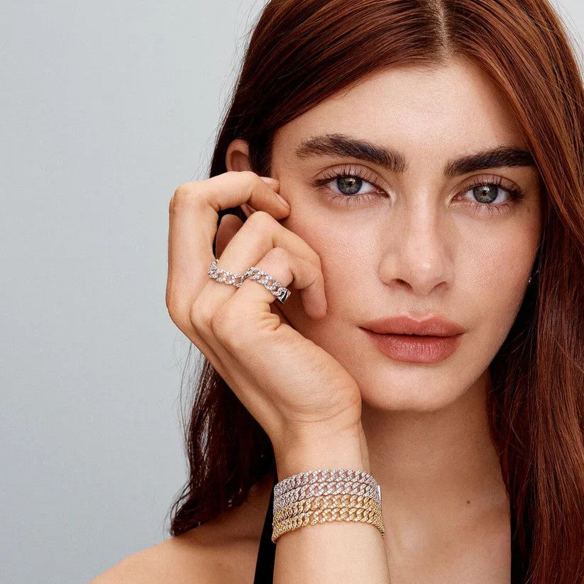 Moissanitový kubánský náramek