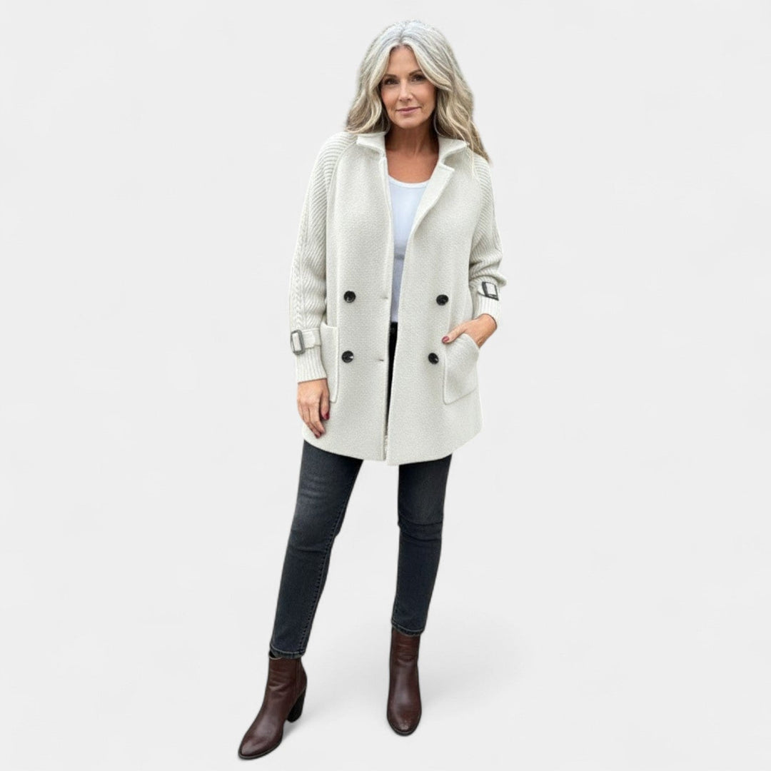 Majda - Středně dlouhý kabát s dvojitým zapínáním